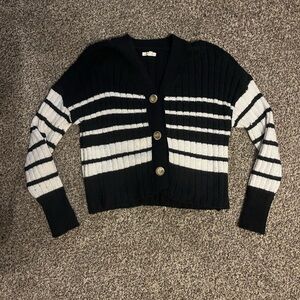 Maurices Navy and White Striped Cardigan